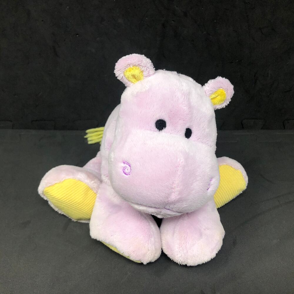 Little Ones Kids Preferred Purple Hippo Plush Yellow Crinkle Feet 8" Lovey